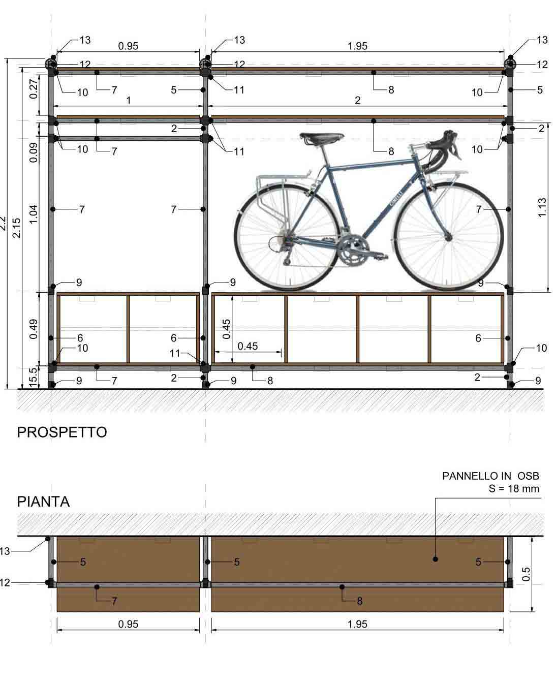 m2vstudio architettura e design scaffalatura2 biciclette